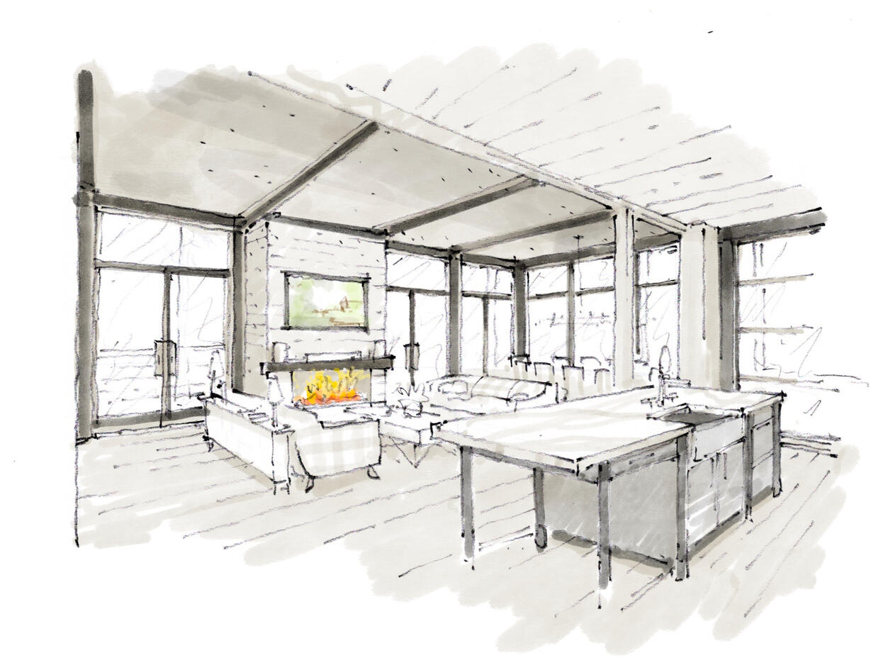 interior perspective study - lake room